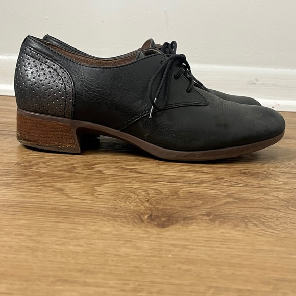 Dansko Shoes - Dansko Dark Academia Oxford Shoes Womens 39 Black Leather Burnished Heel Louise